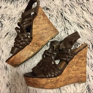 🦋 Boho Cork Leather Wedges 🌙